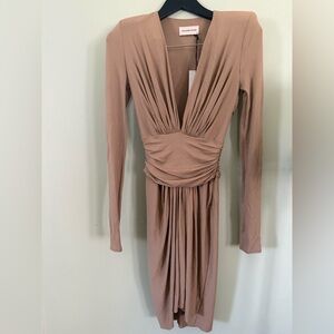 Alexander vauthier Chic Long Sleeve Tan Dress